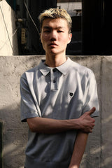 Symbol Logo Knit Polo (Dusty Blue) Symbol Logo Knit Polo (Dusty Blue)