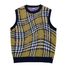 Wavy Plaid Knit Vest (Olive) Wavy Plaid Knit Vest (Olive)