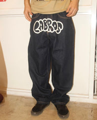Bubble Arc Logo Selvedge Baggy Jeans (Dark Indigo)