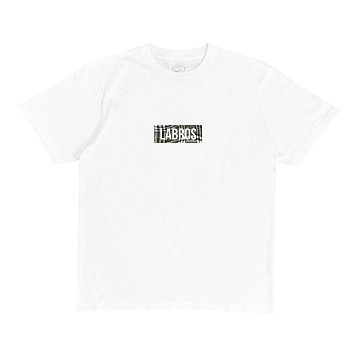 Wavy Plaid Box Logo Tee (White)