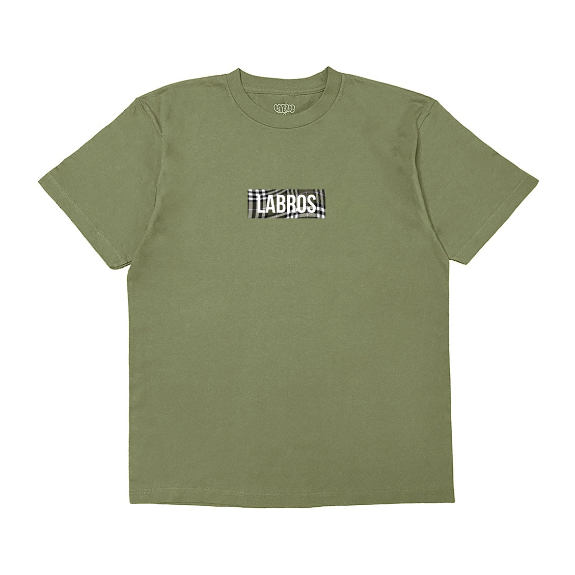 Wavy Plaid Box Logo Tee (Olive)