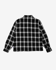 Light Weight Plaid Zip Up Shirt (Black)