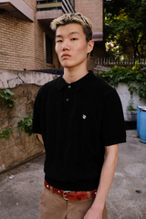 Symbol Logo Argyle Knit Polo (Black)