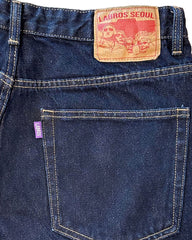 Bubble Arc Logo Selvedge Baggy Jeans (Dark Indigo)